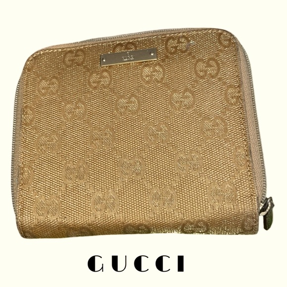 Gucci Handbags - GUCCI Metalic Gold GG compact Wallet